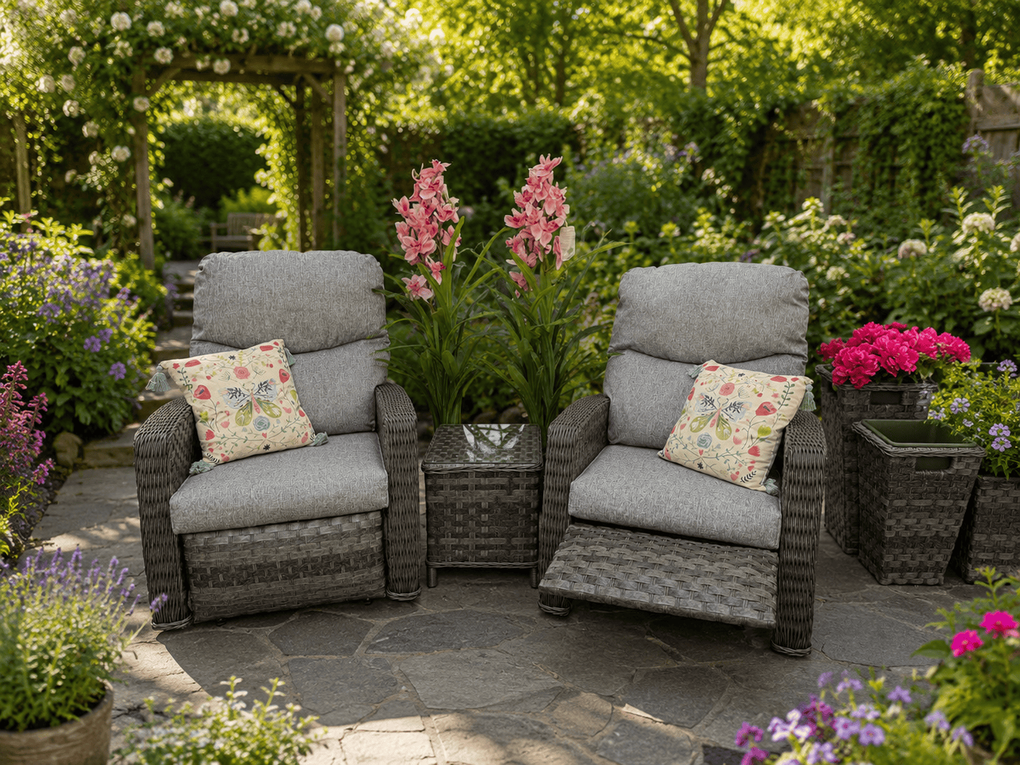 Pembrook Garden Furniture Set Pembrook Chatsworth Bistro Dark Grey Recliner Set