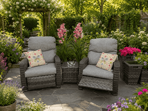 Pembrook Garden Furniture Set Pembrook Chatsworth Bistro Dark Grey Recliner Set
