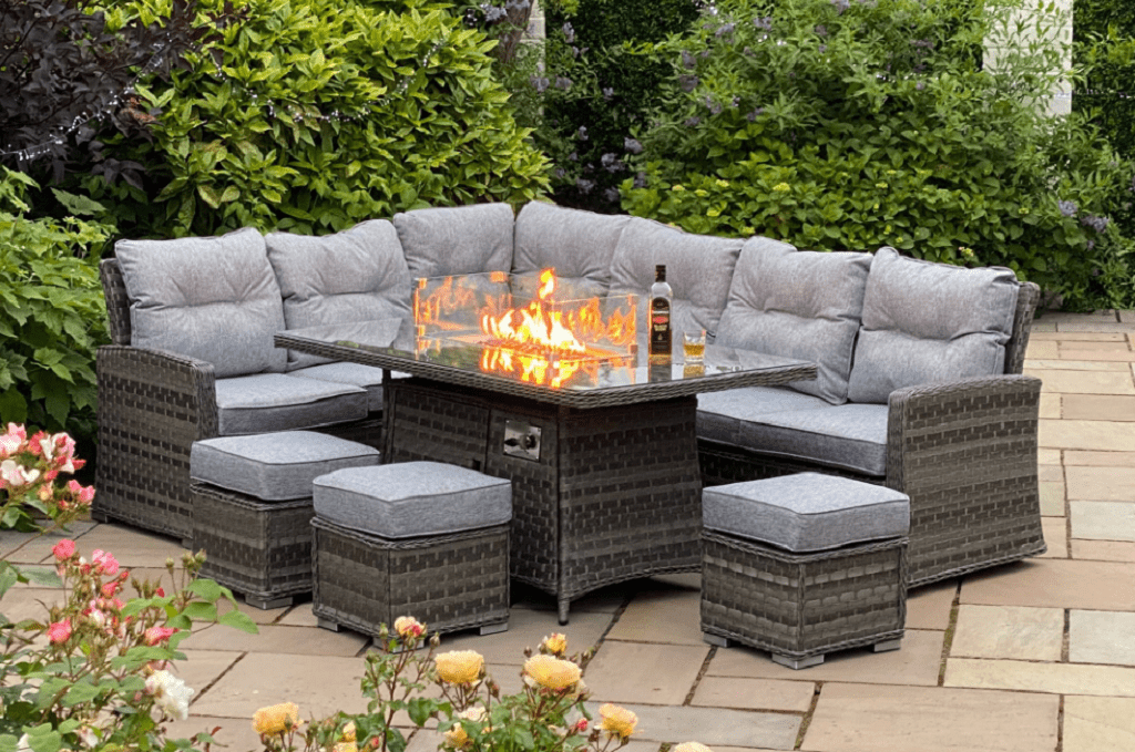 Pembrook Garden Furniture Set Pembrook Chatsworth Casual Sofa Dining Set with Fire Pit