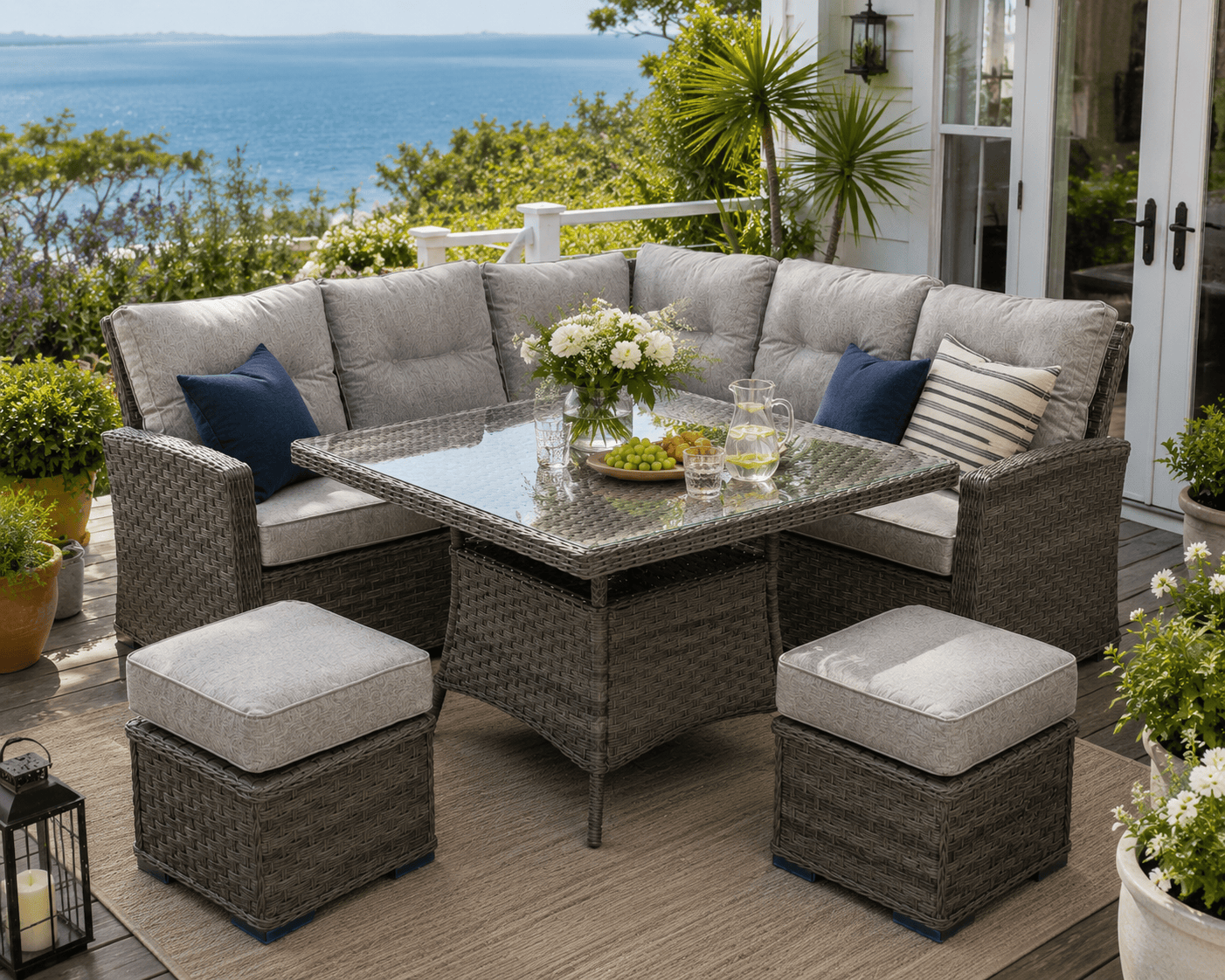 Pembrook Garden Furniture Set Pembrook Chatsworth Casual Square Dining Set In Dark Grey