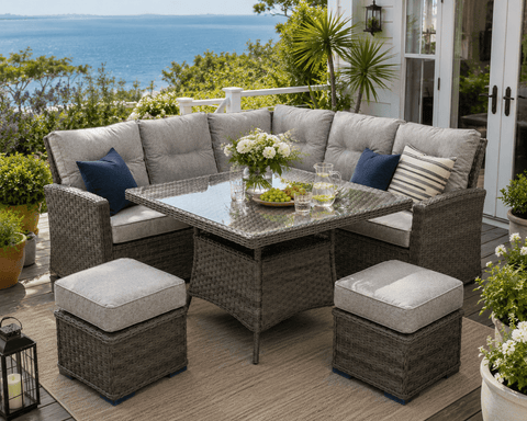 Pembrook Garden Furniture Set Pembrook Chatsworth Casual Square Dining Set In Dark Grey