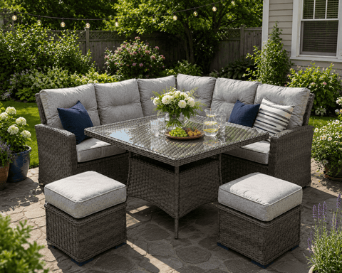Pembrook Garden Furniture Set Pembrook Chatsworth Casual Square Dining Set In Dark Grey