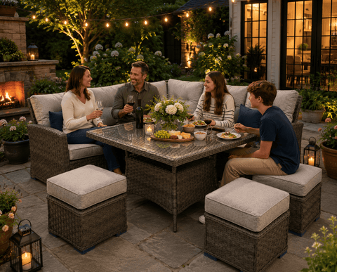Pembrook Garden Furniture Set Pembrook Chatsworth Casual Square Dining Set In Dark Grey