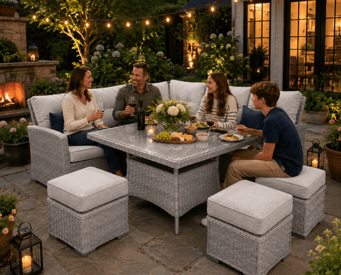 Pembrook Garden Furniture Set Pembrook Chatsworth Casual Square Dining Set In Light Grey