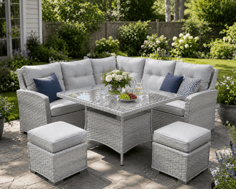 Pembrook Garden Furniture Set Pembrook Chatsworth Casual Square Dining Set In Light Grey