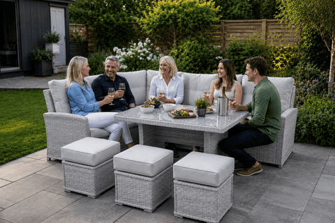 Pembrook Chatsworth Large Rectangular Casual Dining Set - Light Grey Resin Weave