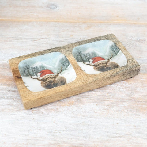 Portland Snack Dish Portland Snowy Highland Cow Dish - Double