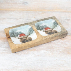 Portland Snack Dish Portland Snowy Highland Cow Dish - Double