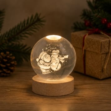 Premier Christmas Lit Tabletop Decoration Premier Assortment Of USB Lit 3D Etched Glass Balls with Warm White LED – 8cm