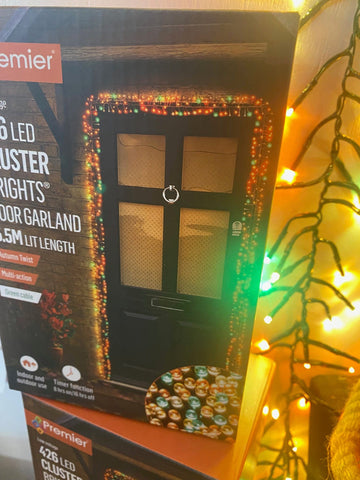 Premier String Lights Autumn Premier Autumn 5.5m Cluster Garland - Amber, Warm White, Orange and Green LEDs