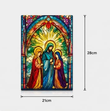 Premier Christmas stained Glass Tabletop Decor Premier B/O Lit Nativity Scene Stained Glass Tabletop Decoration – 28 x 21cm