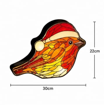 Premier Christmas stained Glass Tabletop Decor Premier B/O Lit Robin Stained Glass Sculpture – 22 x 30cm