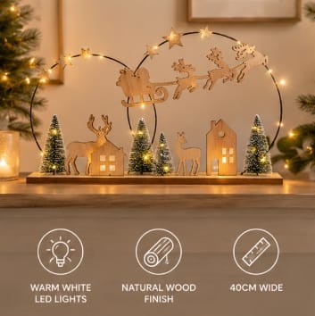 Premier Christmas scene Decoration Premier Battery Operated Lit Metal Ring Christmas Scene Decoration – 40cm