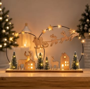 Premier Christmas scene Decoration Premier Battery Operated Lit Metal Ring Christmas Scene Decoration – 40cm