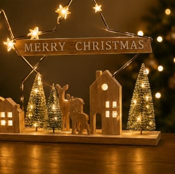 Premier Lit Christmas Scene Premier Battery Operated Lit Metal Star Christmas Scene – 40cm