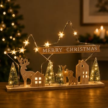Premier Lit Christmas Scene Premier Battery Operated Lit Metal Star Christmas Scene – 40cm