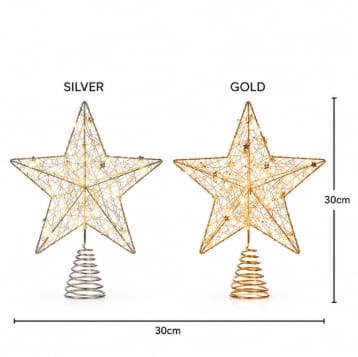 Premier Christmas Tree Topper Premier Battery Operated Lit Pin Wire Wrap Christmas Tree Topper – 30cm