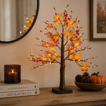 Premier LED Faux Trees Premier Battery Operated Warm White Lit Maple Leaf Tabletop Tree – 60cm