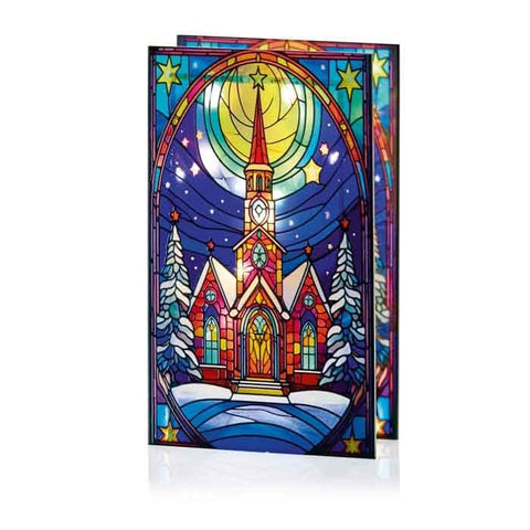 Premier Stained Glass Table Top Lights Premier Christmas 21 x 13cm B/O Lit Church with Star Stained Glass Table Top Light