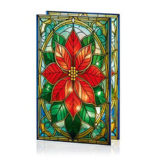 Premier Stained Glass Table Top Lights Premier Christmas 21 x 13cm B/O Lit Poinsettia Stained Glass Table Top Light