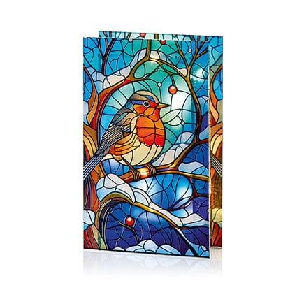 Premier Stained Glass Table Top Lights Premier Christmas 21 x 13cm B/O Lit Robin Stained Glass Table Top Light