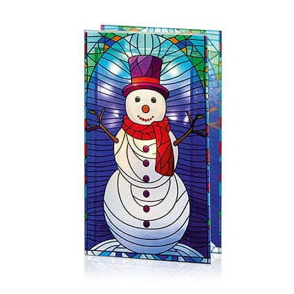 Premier Stained Glass Table Top Lights Premier Christmas 21 x 13cm B/O Lit Snowman Stained Glass Table Top Light