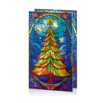 Premier Stained Glass Table Top Lights Premier Christmas 21 x 13cm B/O Lit Tree Stained Glass Table Top Light