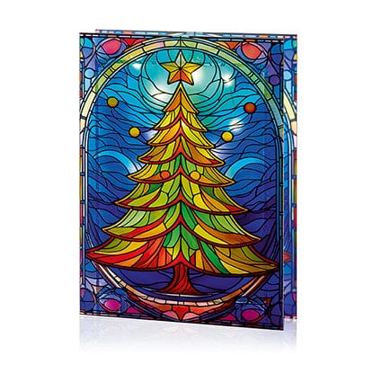 Premier Stained Glass Table Top Lights Premier Christmas 21 x 28cm B/O Lit Tree Stained Glass Table Top Light Large