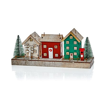 Premier LED Decoration Premier Christmas 25cm Lit Wooden Houses Scene