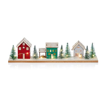 Premier LED Decoration Premier Christmas 40cm Lit Wooden Houses Scene
