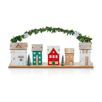 Premier LED Decoration Premier Christmas 40cm Lit Wooden Houses Scene with Garland