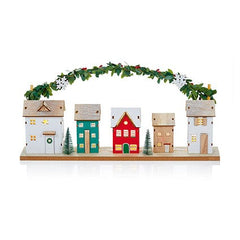 Premier LED Decoration Premier Christmas 40cm Lit Wooden Houses Scene with Garland