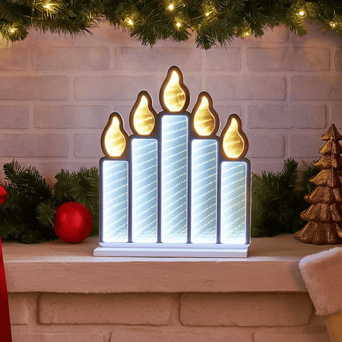 Premier Christmas 40cm Standing Candlebridge with Flickering Flame Infinity Mirror