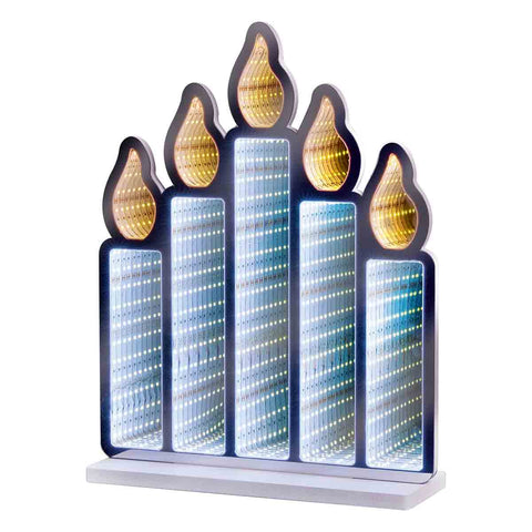 Premier Christmas 40cm Standing Candlebridge with Flickering Flame Infinity Mirror