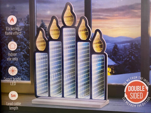 Premier Infinity Lighting Premier Christmas 40cm Standing Candlebridge with Flickering Flame Infinity Mirror