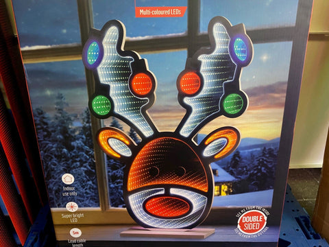 Premier Infinity Lighting Premier Christmas 60cm Standing Stag Head with Baubles Infinity Mirror