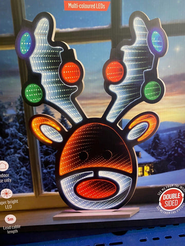 Premier Infinity Lighting Premier Christmas 60cm Standing Stag Head with Baubles Infinity Mirror