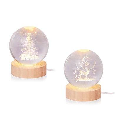Premier LED Decoration Premier Christmas 8cm Lit Etched Glass Ball Assorted Designs