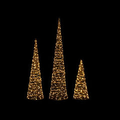 Premier LED String Trees Premier Christmas Set of 3 Warm White Cones