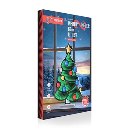 Premier Infinity Lighting Premier Christmas Tree Tabletop Infinity Mirror Decoration – 60cm