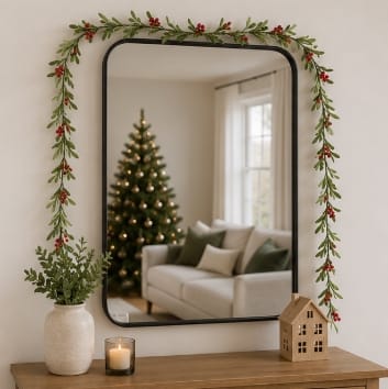 Premier Garlands Xmas Premier Dusty Mistletoe Garland With Red Berries – 1.8m