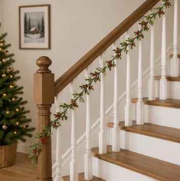 Premier Garlands Xmas Premier Dusty Mistletoe Garland With Red Berries – 1.8m