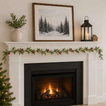 Premier Garlands Xmas Premier Dusty Mistletoe Garland With Red Berries – 1.8m