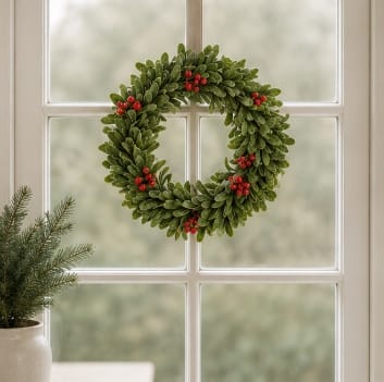 Premier Christmas Wreath Premier Dusty Mistletoe Wreath With Red Berries – 35cm