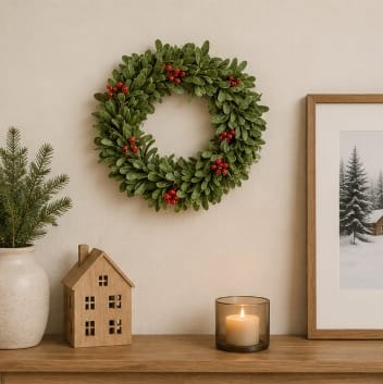 Premier Christmas Wreath Premier Dusty Mistletoe Wreath With Red Berries – 35cm