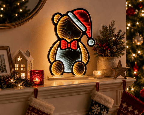 Premier Infinity Lighting Premier Infinity Mirror Teddy Bear With Santa Hat – 60cm