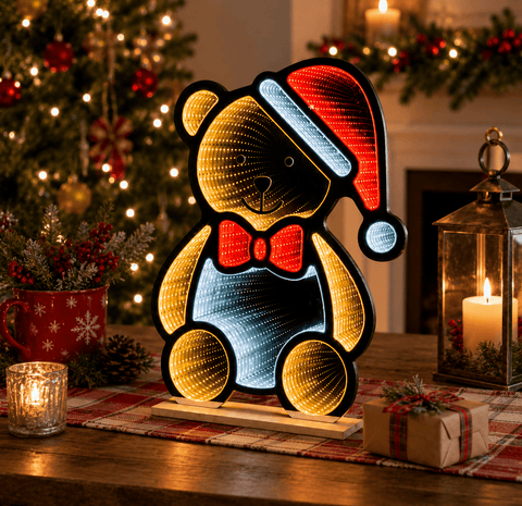 Premier Infinity Lighting Premier Infinity Mirror Teddy Bear With Santa Hat – 60cm