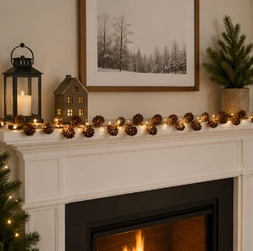 Premier Garlands Xmas Premier LED Pinecone Garland – 1m