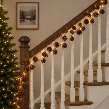 Premier Garlands Xmas Premier LED Pinecone Garland – 1m