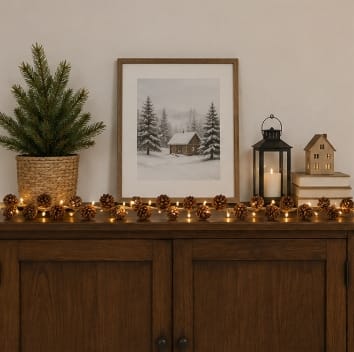 Premier Garlands Xmas Premier LED Pinecone Garland – 1m